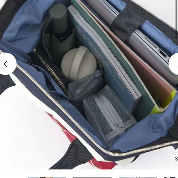 Anello Canvas Colorblock Backpack - Cream & Red - Picture 4 of 5